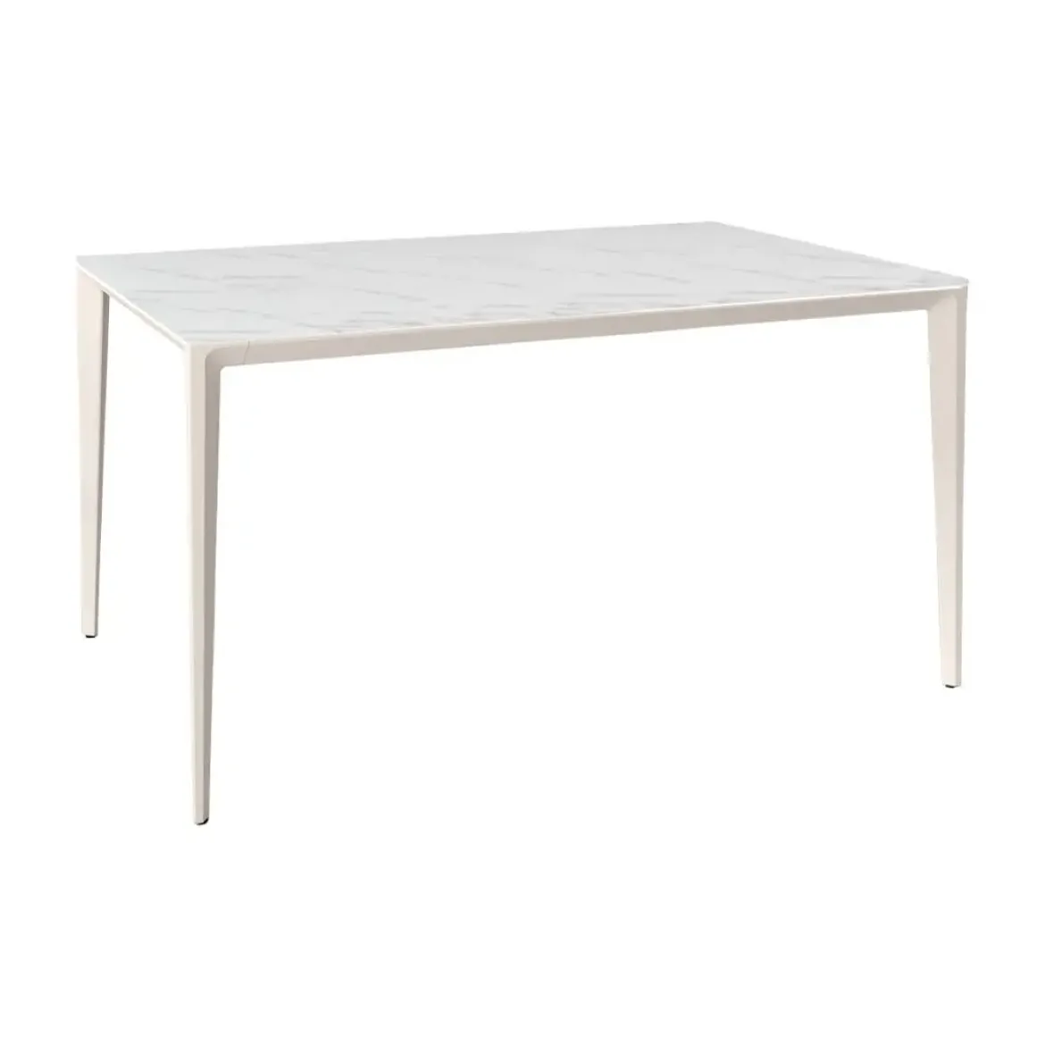 Mesa de Comedor Rectangular 140 cm Porcelánico y Metal Marfil Cortés