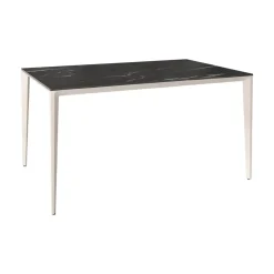 Mesa de Comedor Rectangular 140 cm Porcelánico y Metal Marfil Cortés