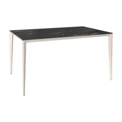 Mesa de Comedor Rectangular 140 cm Porcelánico y Metal Marfil Cortés