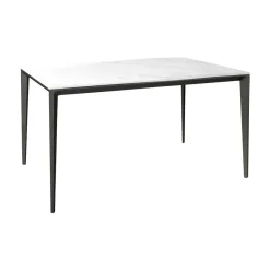 Mesa de Comedor Rectangular 140 cm Porcelánico y Metal Negro Cortés