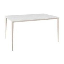 Mesa de Comedor Rectangular 160 cm Porcelánico y Metal Marfil Cortés