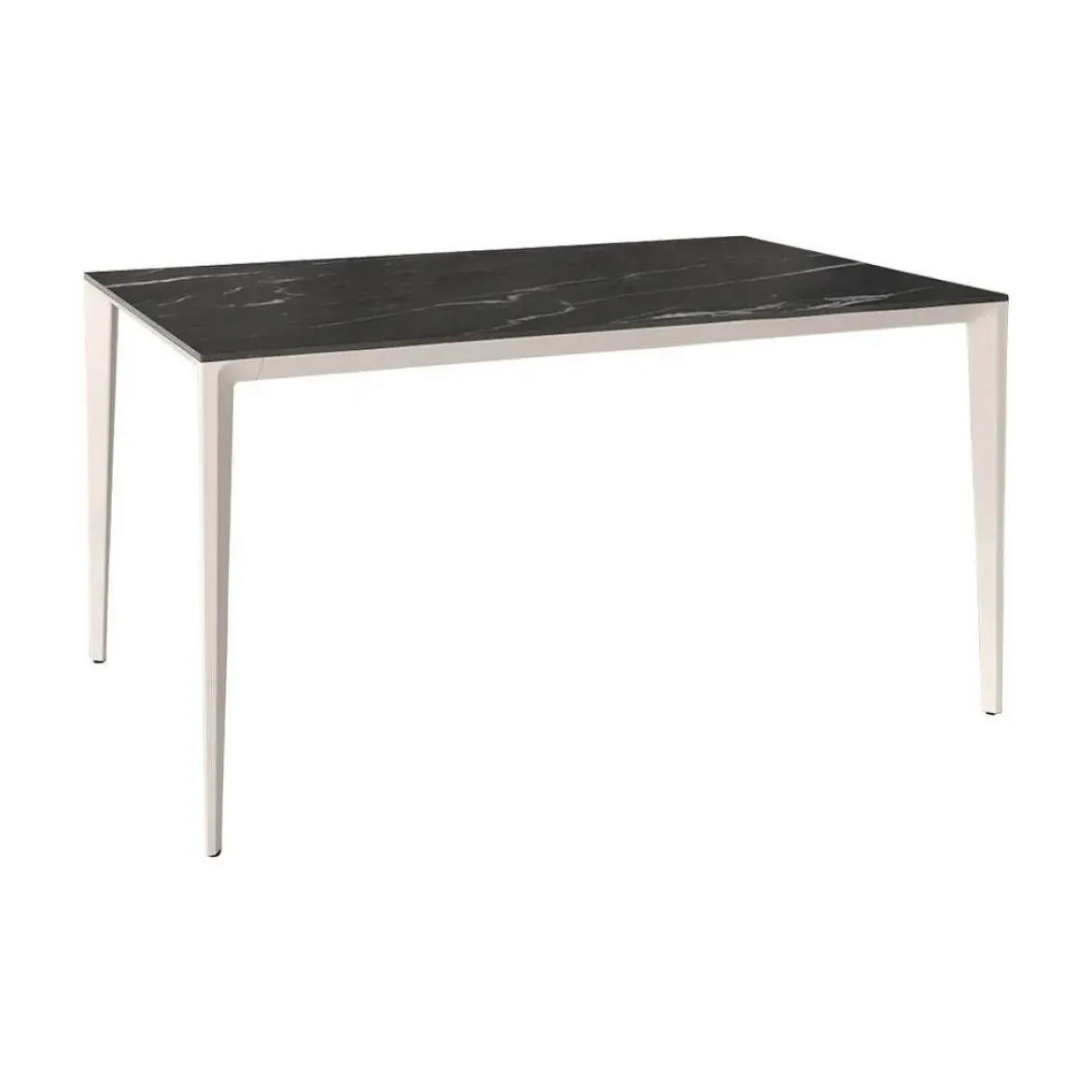 Mesa de Comedor Rectangular 160 cm Porcelánico y Metal Marfil Cortés