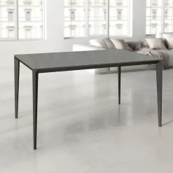 Mesa de Comedor Rectangular 180 cm Porcelánico y Metal Negro Cortés