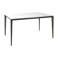 Mesa de Comedor Rectangular 180 cm Porcelánico y Metal Negro Cortés