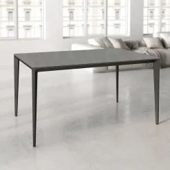 Mesa de Comedor Rectangular 180 cm Porcelánico y Metal Negro Cortés