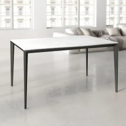 Mesa de Comedor Rectangular 180 cm Porcelánico y Metal Negro Cortés