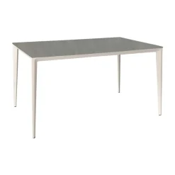 Mesa de Comedor Rectangular 180 cm Porcelánico y Metal Marfil Cortés