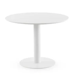 Mesa de Comedor Redonda 100 cm Blanca con Pie Central Metálico GABAR 11455