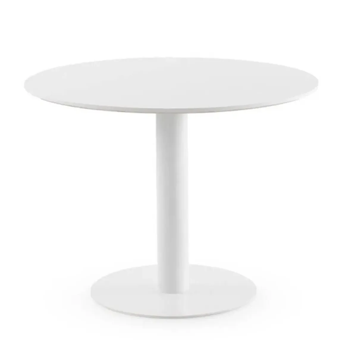 Mesa de Comedor Redonda 100 cm Blanca con Pie Central Metálico GABAR 11455