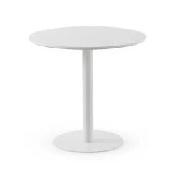 Mesa de Comedor Redonda 80 cm Blanca con Pie Central Metálico GABAR 11452