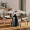 Mesa de Comedor Redonda 120 cm con Base Metal y Sobre Cerámico GABAR 11612