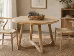 Mesa de Comedor Redonda 115 cm de Madera de Acacia MB-219457