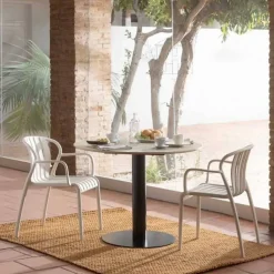 Mesa de Comedor Redonda 100 cm Fresno con Pie Central Metálico GABAR 11454