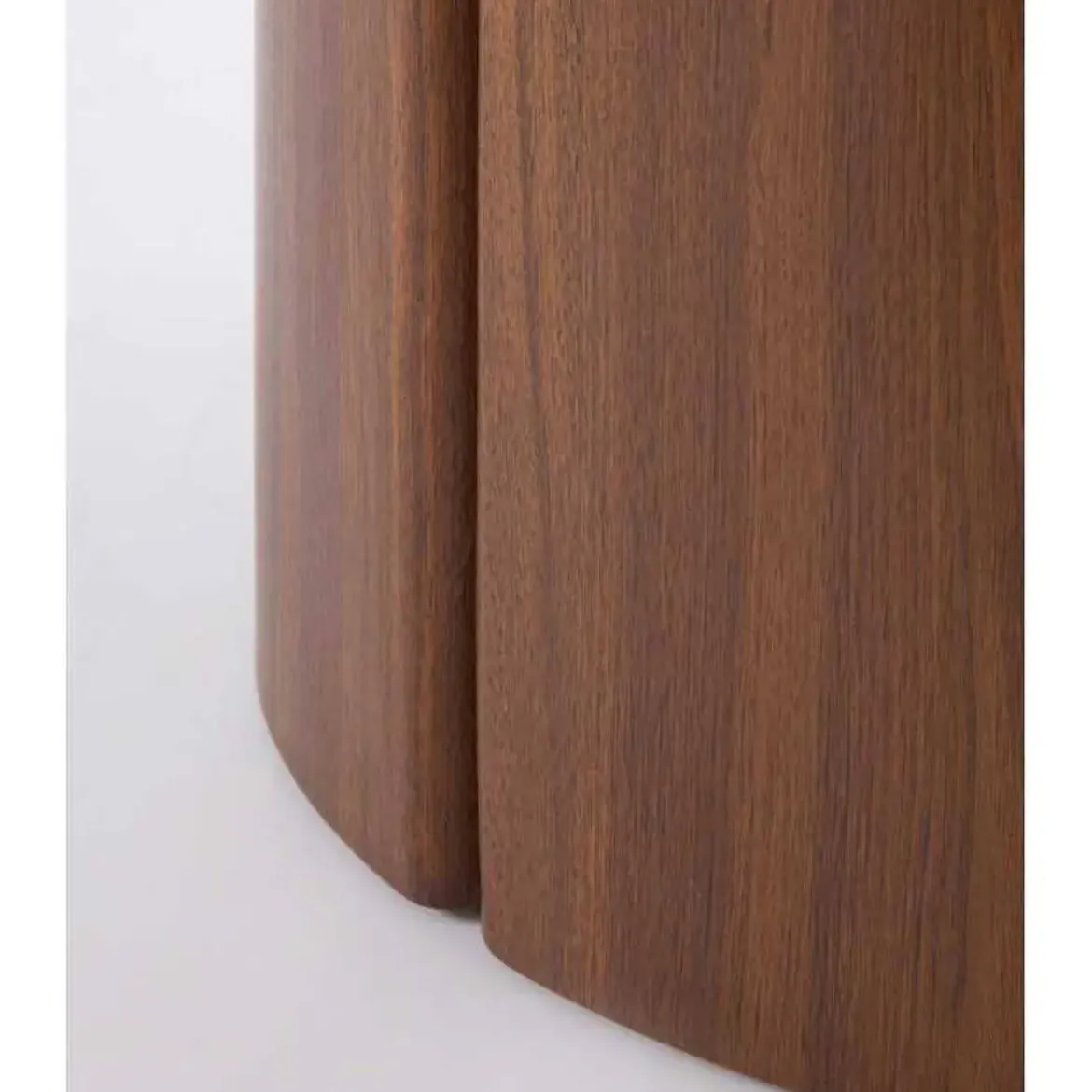 Mesa de Comedor Redonda 140 cm Nogal con Sobre Cerámico Mármol Gris GABAR 11609