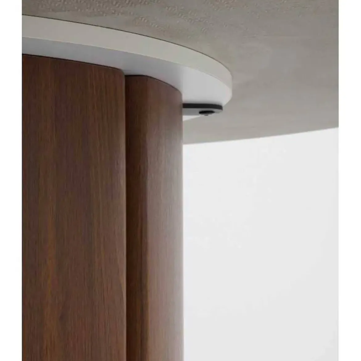 Mesa de Comedor Redonda 140 cm Nogal con Sobre Cerámico Mármol Gris GABAR 11609