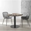 Mesa de Comedor Redonda 80 cm Nogal con Pie Central Metálico GABAR 11450