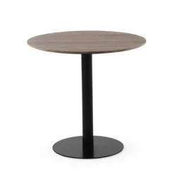Mesa de Comedor Redonda 80 cm Nogal con Pie Central Metálico GABAR 11450