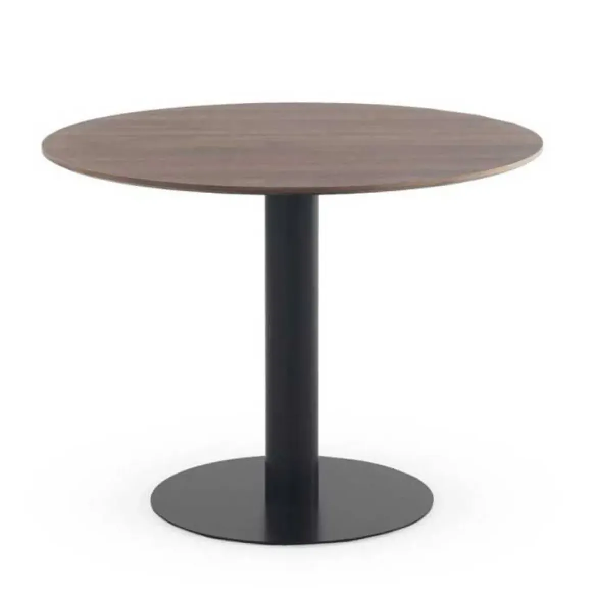 Mesa de Comedor Redonda 100 cm Nogal con Pie Central Metálico GABAR 11453