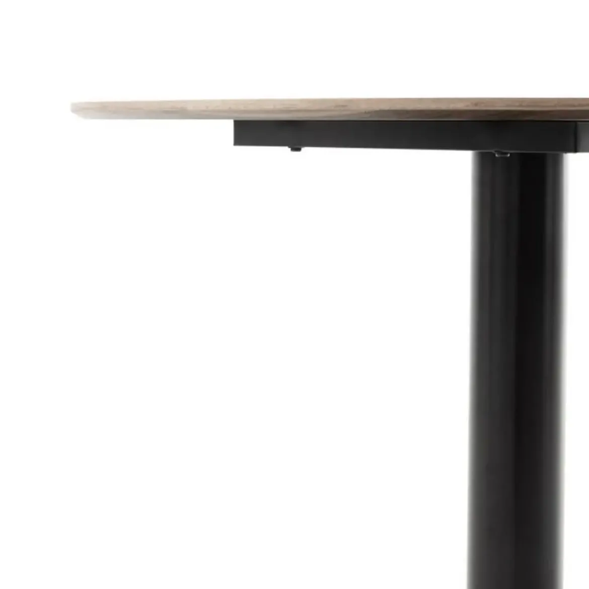 Mesa de Comedor Redonda 100 cm Nogal con Pie Central Metálico GABAR 11453