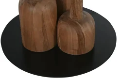 Mesa de Comedor Redonda de Acacia y Mármol MB-214717