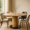 Mesa de Comedor Redonda de Acacia con Base de Metal MB-219462