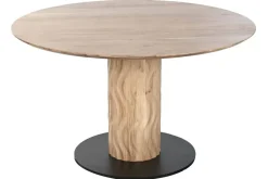 Mesa de Comedor Redonda de Acacia con Base de Metal MB-219462