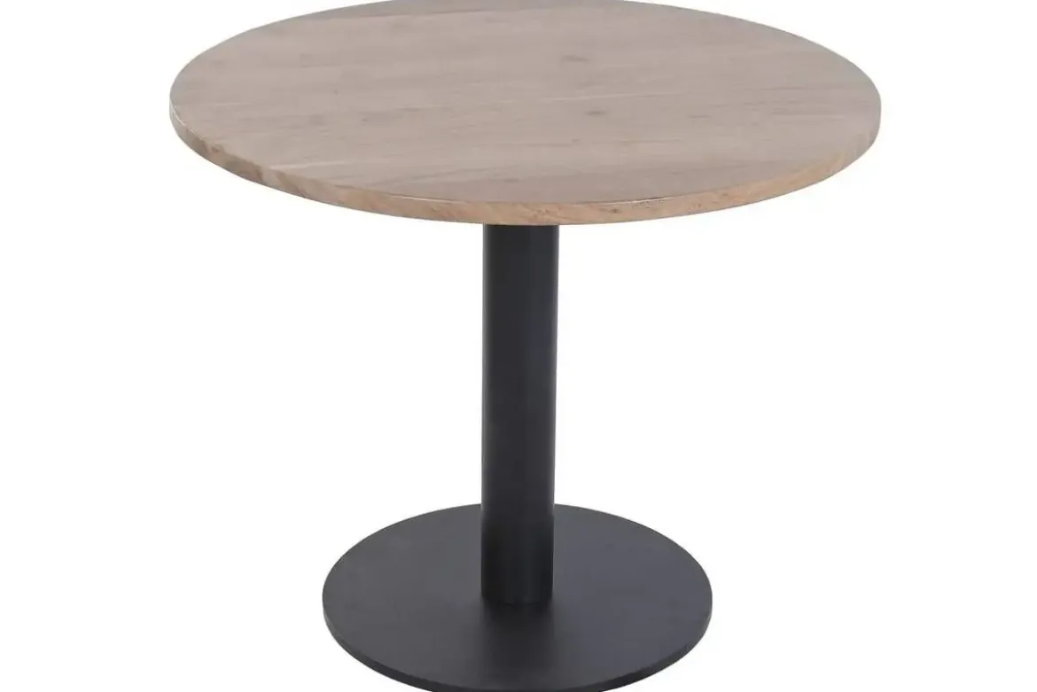 Mesa de Comedor Redonda de Acacia con Base de Metal MB-227286