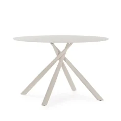 Mesa de Comedor Redonda de Cristal con Patas de Metal LEXA