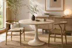 Mesa de Comedor Redonda de Madera de Mango MB-227261