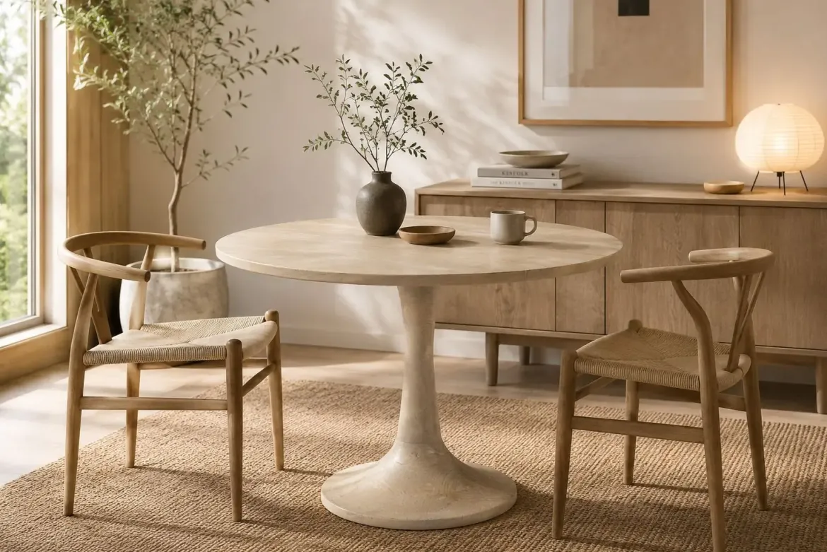 Mesa de Comedor Redonda de Madera de Mango MB-227261