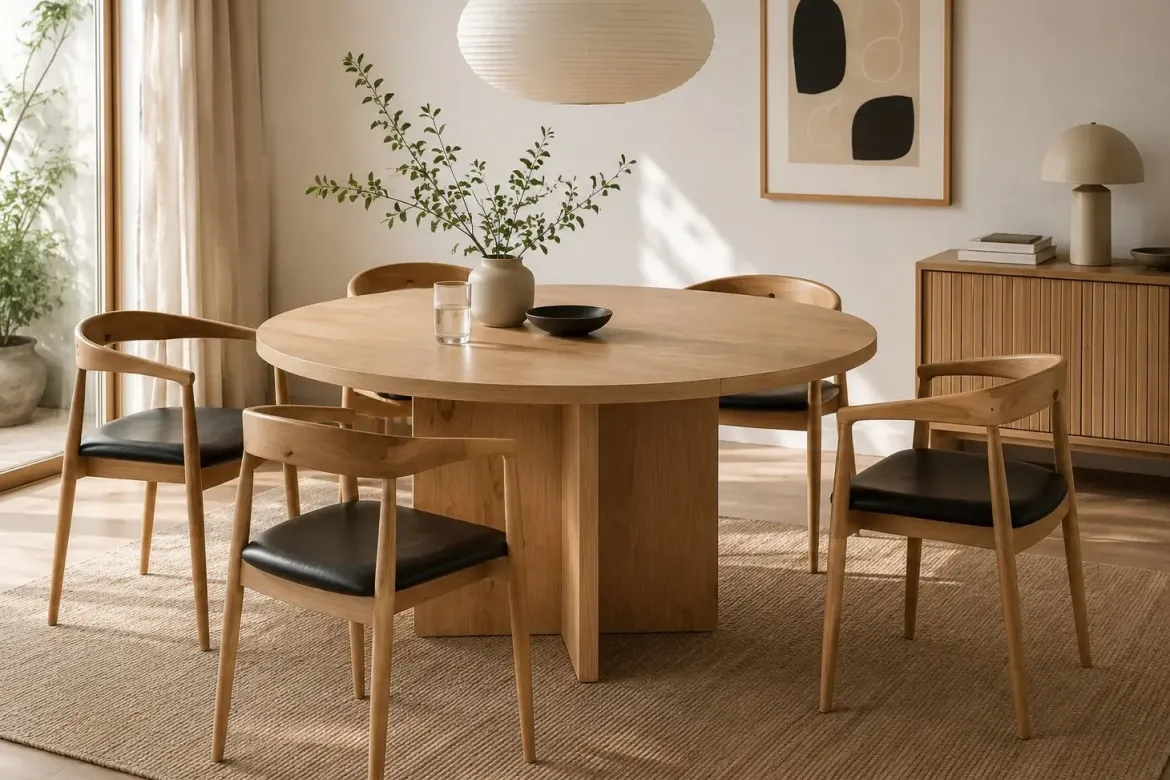 Mesa de Comedor Redonda en Roble MDF MB-211514