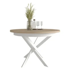 Mesa de Comedor Redonda Extensible Melamina Blanca M825
