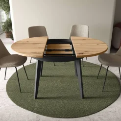 Mesa de Comedor Redonda Extensible 110-150 con Patas Metálicas Inclinadas M815