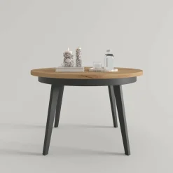 Mesa de Comedor Redonda Extensible 110-150 con Patas Metálicas Inclinadas M815