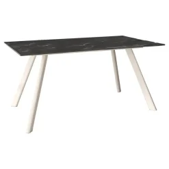 Mesa de Comedor 160x90cm con Estructura de Metal Marfil OMAN