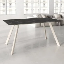 Mesa de Comedor 160x90cm con Estructura de Metal Marfil OMAN