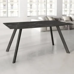 Mesa de Comedor 160x90cm con Estructura de Metal Negro OMAN