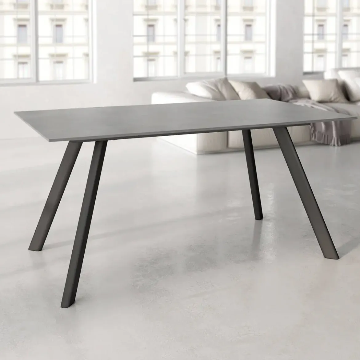 Mesa de Comedor 160x90cm con Estructura de Metal Negro OMAN