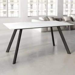 Mesa de Comedor 160x90cm con Estructura de Metal Negro OMAN