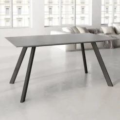 Mesa de Comedor 180x90cm con Estructura de Metal Negro OMAN