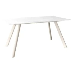 Mesa de Comedor 180x90cm con Estructura de Metal Marfil OMAN