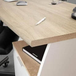 Mesa de Despacho con Tres Cajones en Blanco y Roble ESTIL 0F4625A