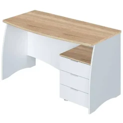 Mesa de Despacho con Tres Cajones en Blanco y Roble ESTIL 0F4625A