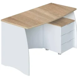 Mesa de Despacho con Tres Cajones en Blanco y Roble ESTIL 0F4625A
