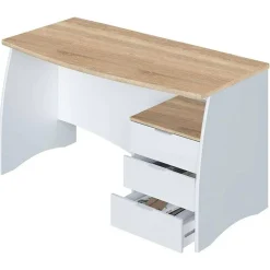 Mesa de Despacho con Tres Cajones en Blanco y Roble ESTIL 0F4625A