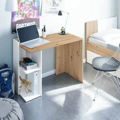 Mesa de escritorio Artik roble nodi y blanco 012317W