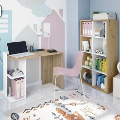 Mesa de escritorio Artik roble nodi y blanco 012317W