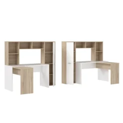 Mesa de Estudio Reversible Roble Sonoma y Blanco A5
