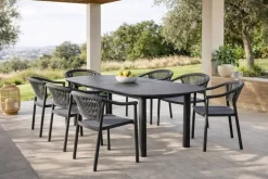Mesa de Jardín Antracita 180 cm Aluminio Mármol ALGECIRAS