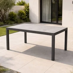 Mesa de Jardín Antracita de Aluminio y Cristal Cerámico RUMANIA